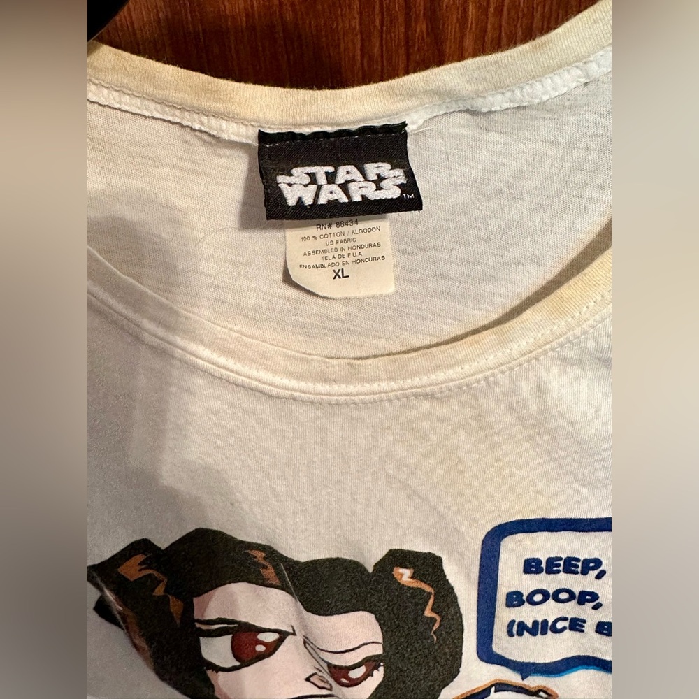 STAR WARS Princess Leia R2D2 Buns FUNNY Y2K Shirt ANIME RAVE Women's Fitted XL - Picture 3 of 3